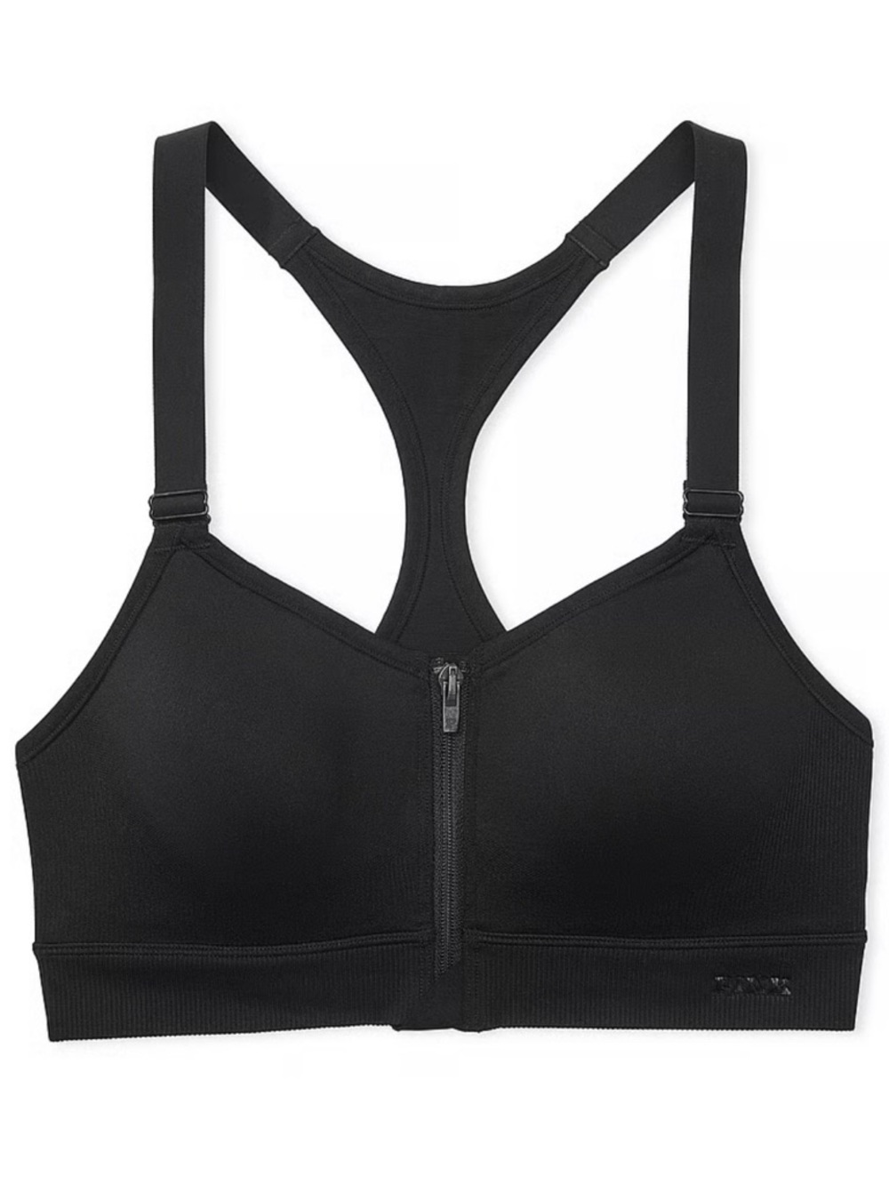Victoria's Secret Black Front-Zip Racerback Sports Bra
